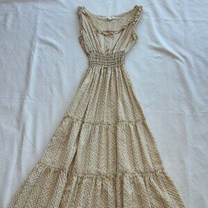 Max Studio | Mustard Yellow Gingham Dress with Elastic Waist, Size S